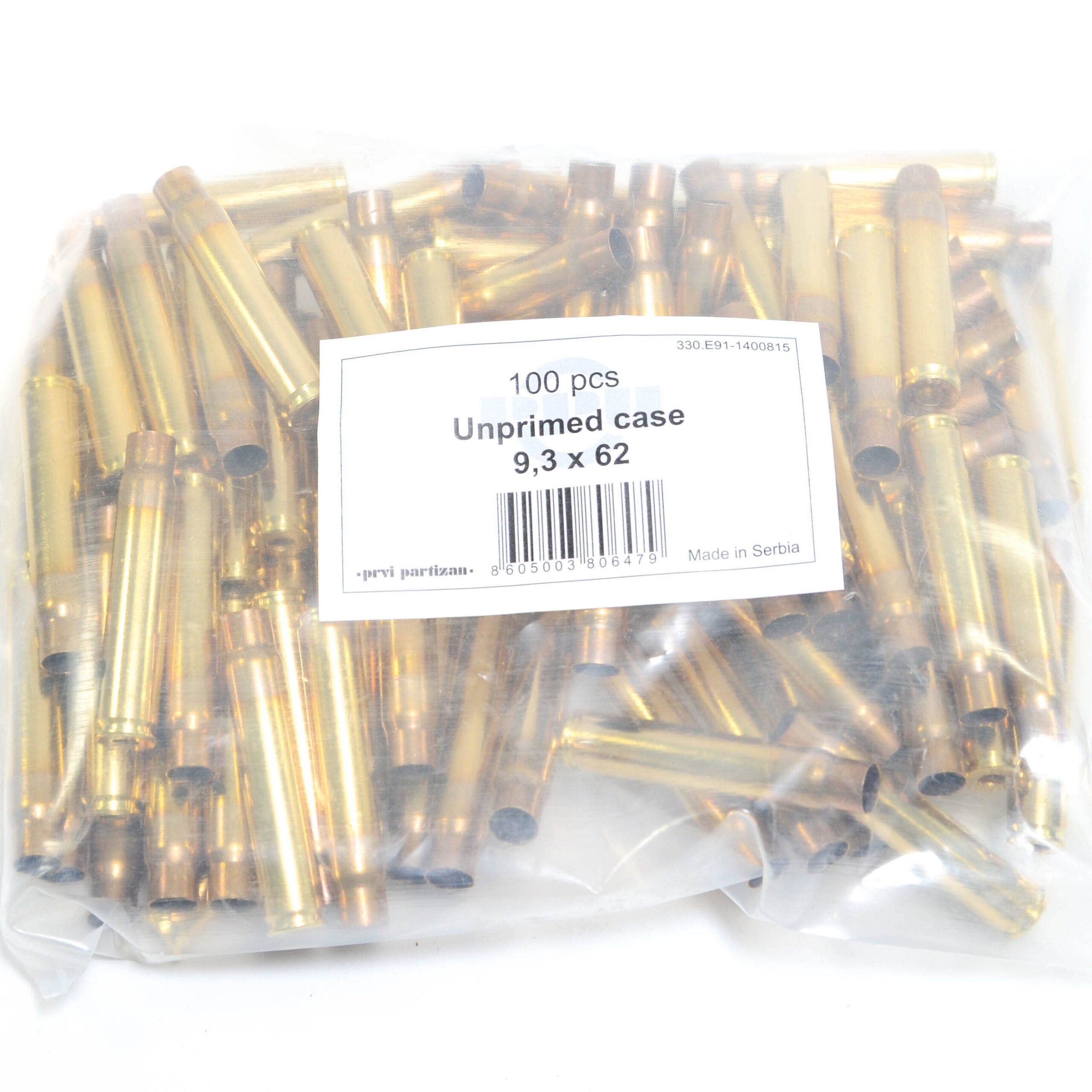 Prvi Partizian Brass 9.3X62mm Mauser Bag of 100 | Powder Valley
