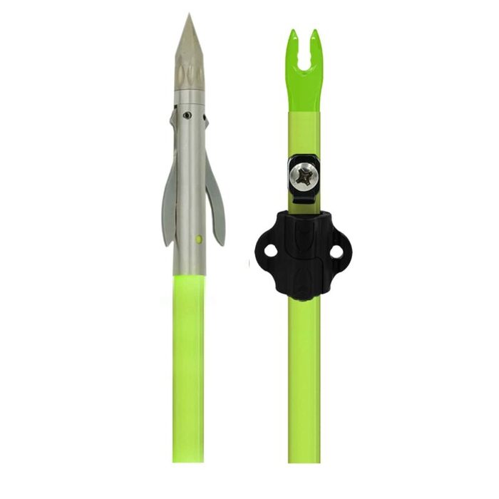 Muzzy Iron Fiberglass Bowfishing Arrow with 3-Barb Fish Point & Slide Chartreuse 32"