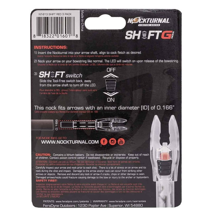 Nockturnal G Lighted Nock Red (.166 Diameter) Pack of 3