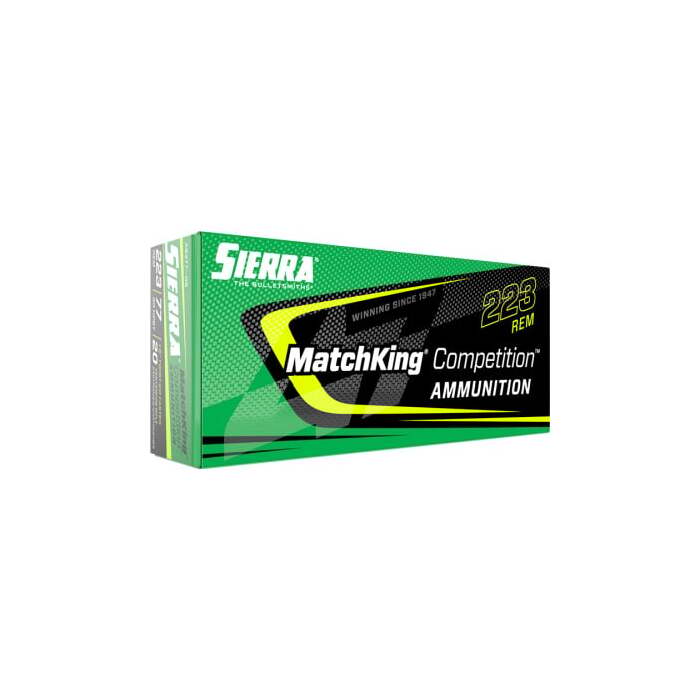 Sierra Ammunition 223 Remington 77 Grain MatchKing Boat Tail Hollow Point 20 Count