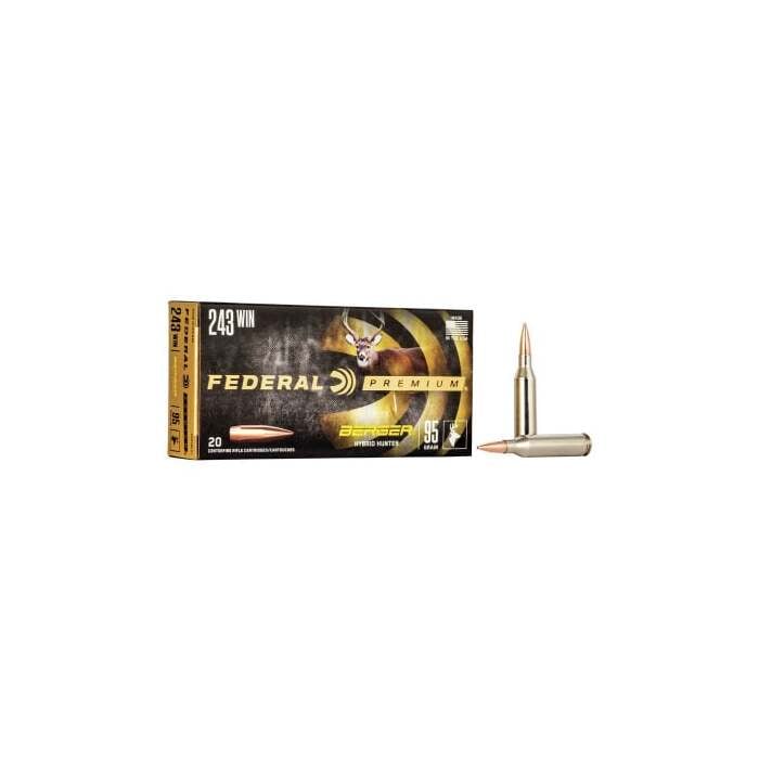 Federal Ammunition 243 Winchester 95 Grain Hybrid Hunter Jacketed Hollow Point 20 Count