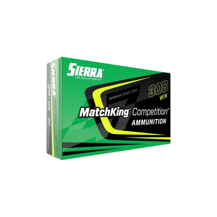 Sierra Ammunition 308 Winchester 175 Grain MatchKing Boat Tail Hollow Point 20 Count