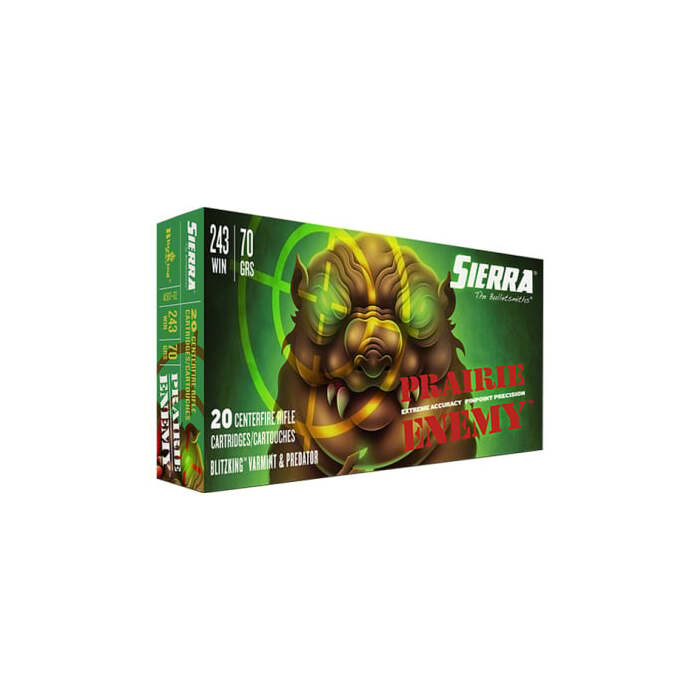 Sierra Ammunition 243 Winchester 70 Grain BlitzKing Flat Based Spitzer 20 Count