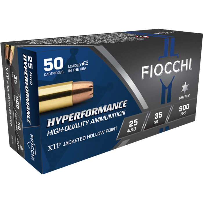 Fiocchi Ammunition 25 ACP 35 Grain Jacketed Hollow Point 50 Count