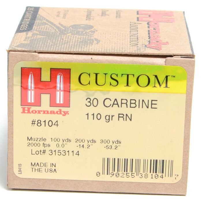 Hornady Ammunition 30 Carbine 110 Grain Round Nose 25 Count