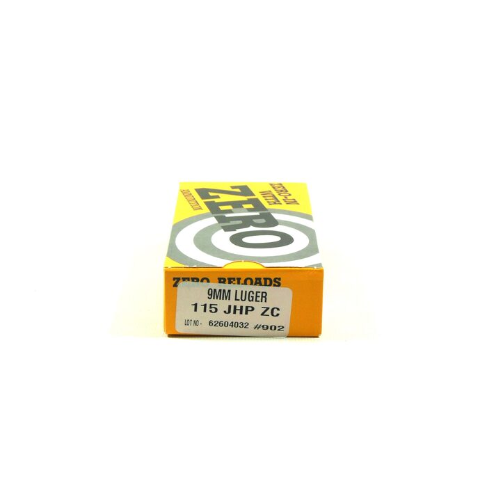 Zero Ammunition 9mm Luger 115 Grain Jacketed Hollow Point 50 Count