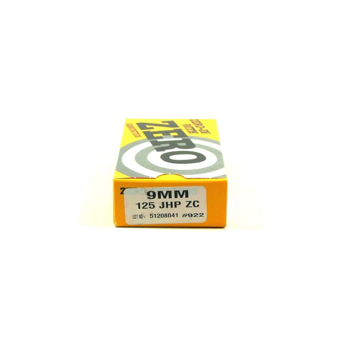 Zero Ammunition 9mm Luger 125 Grain Jacketed Hollow Point 50 Count