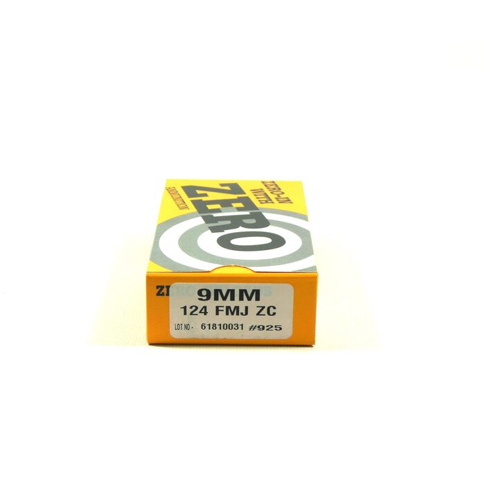 Zero Ammunition 9mm Luger 124 Grain Full Metal Jacket 50 Count