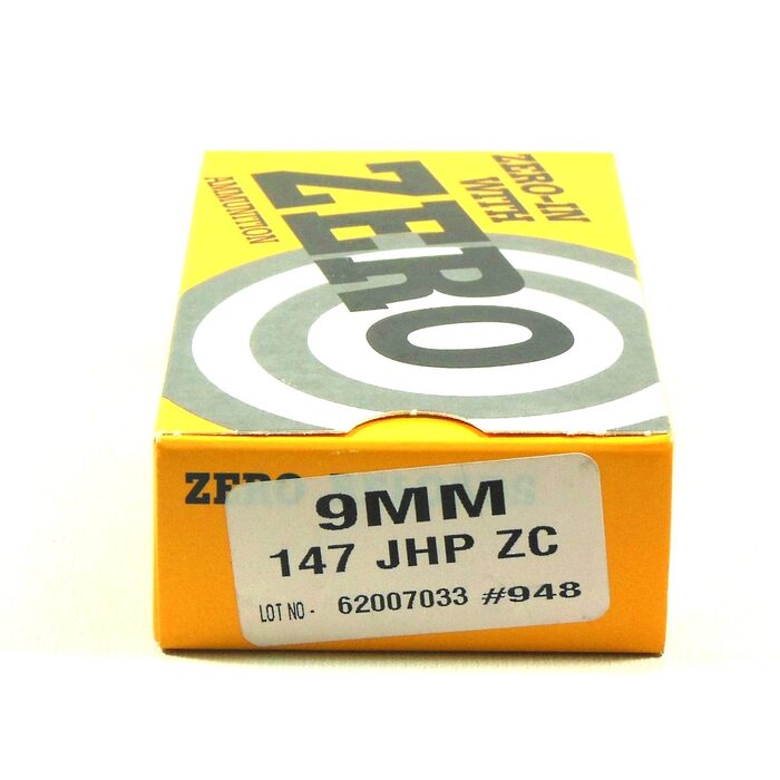 Zero Ammunition 9mm Luger 147 Grain Jacketed Hollow Point 50 Count