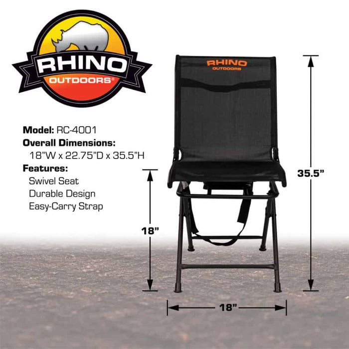 Rhino Outdoors Swivel Hunting Blind Chair Black