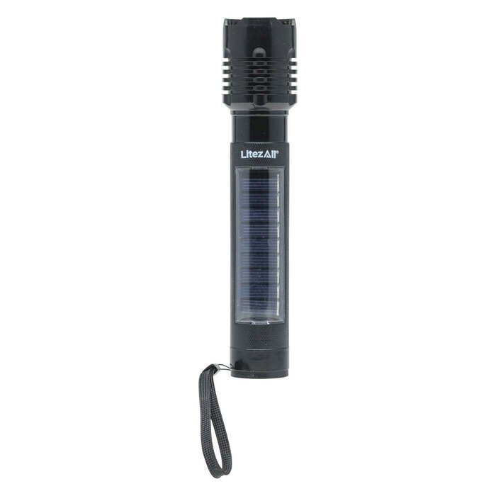 Litezall Bask Solar Flashlight 75 Lumens Aluminum Black