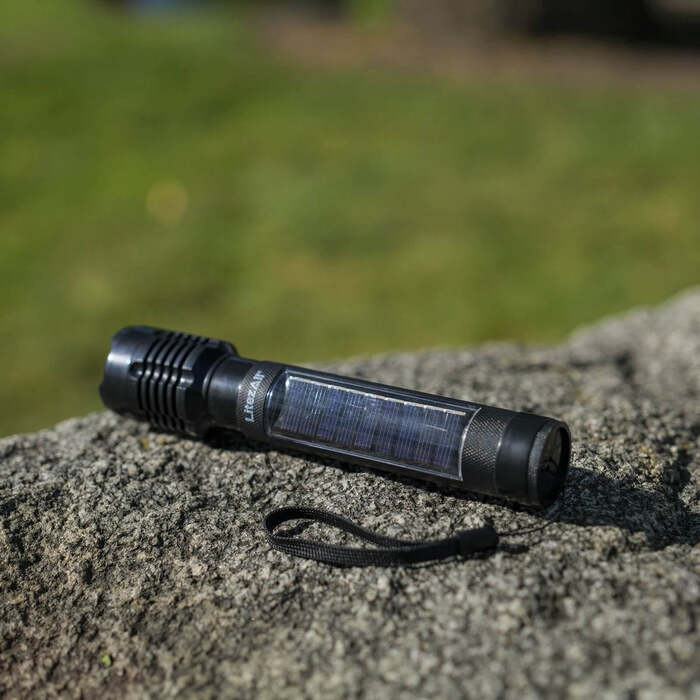 Litezall Bask Solar Flashlight 75 Lumens Aluminum Black
