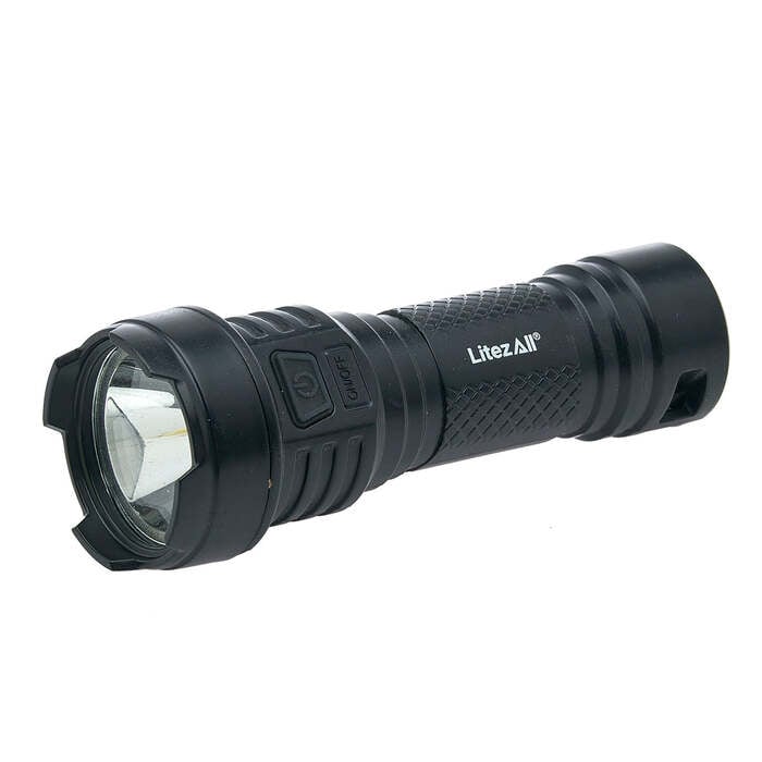Litezall Rechargeable  Flashlight 120 Lumens Aluminum Black