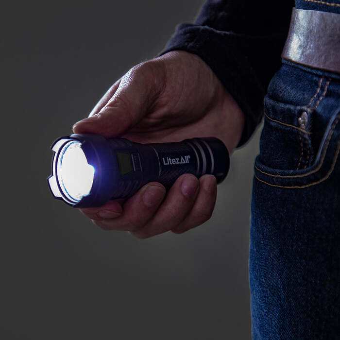 Litezall Rechargeable  Flashlight 120 Lumens Aluminum Black