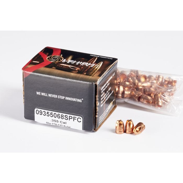 Lehigh Enhanced Xtreme Defense Bullets 0.355 (9mm) 68 Grain Hollow Point Box of 100