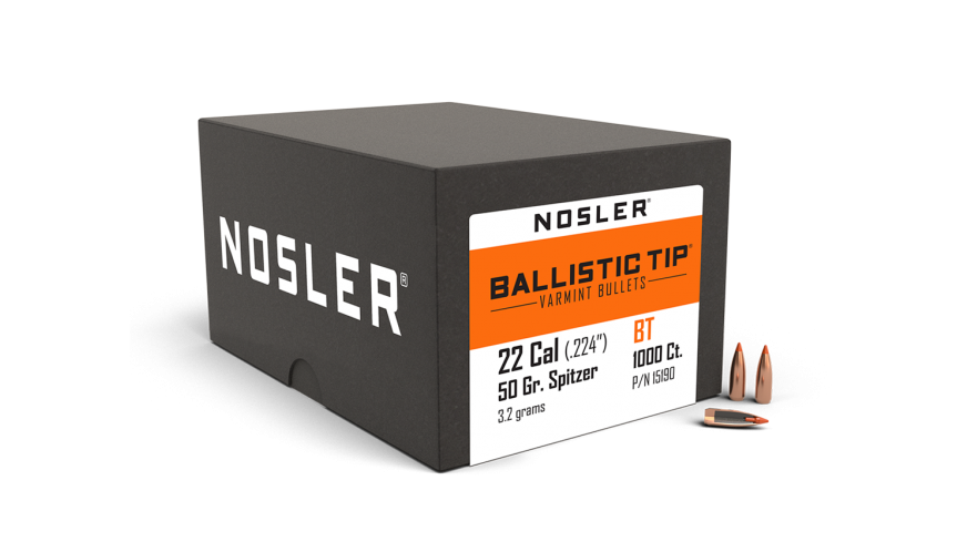 Nosler .224 Diameter 50 Grain Polymer Tip Ballistic Tip 1000 Count Bullets