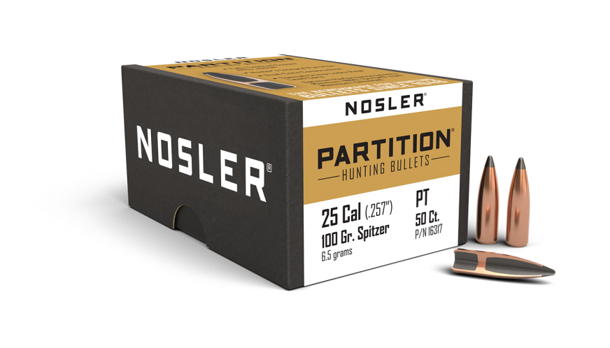 Nosler .257 Diameter 100 Grain Sptizer Partition 50 Count Bullets