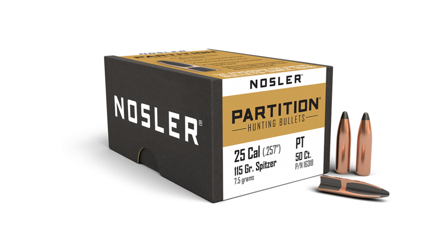 Nosler .257 Diameter 115 Grain Sptizer Partition 50 Count Bullets