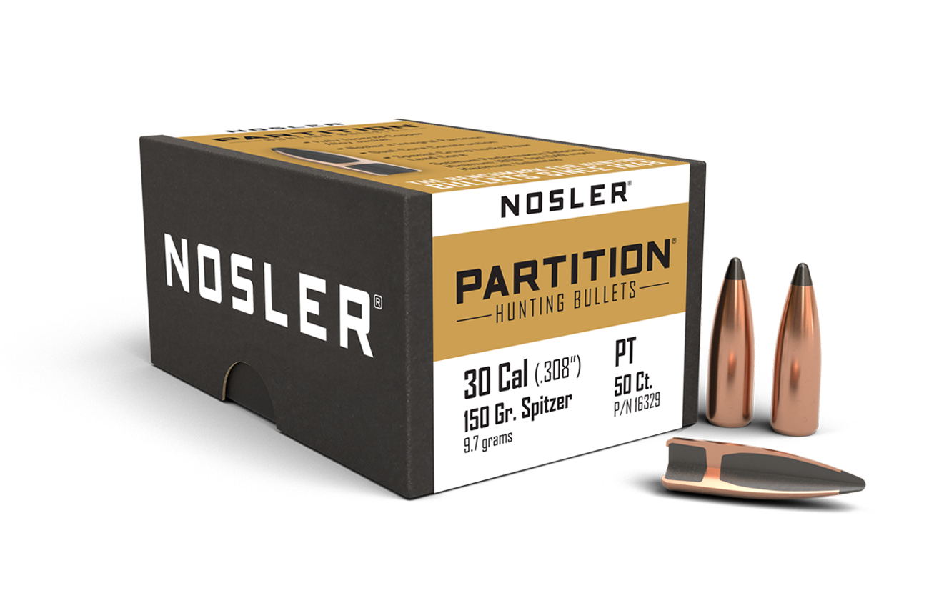 Nosler .308 Diameter 150 Grain Sptizer Partition 50 Count Bullets