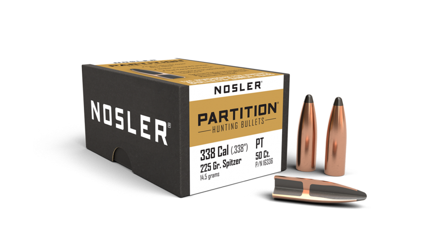 Nosler .338 Diameter 225 Grain Sptizer Partition 50 Count Bullets
