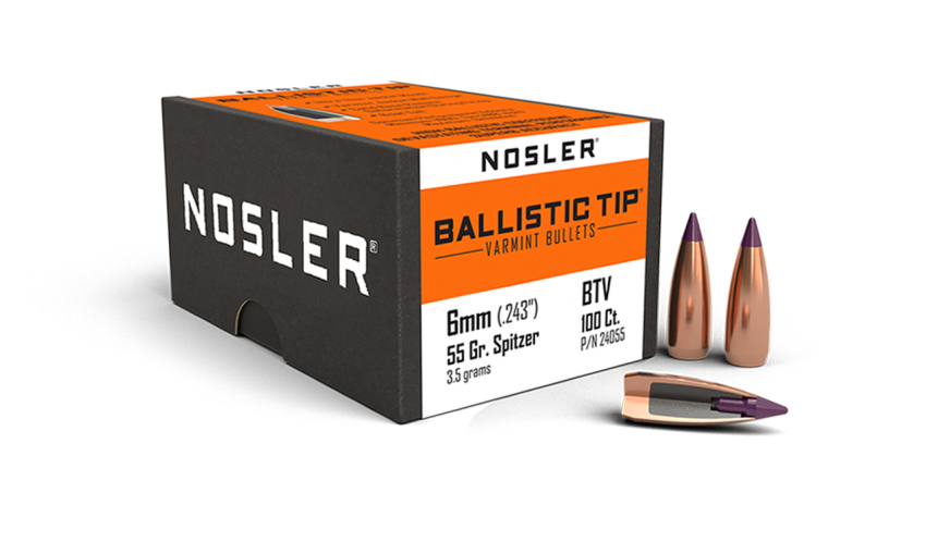 Nosler .243 Diameter 55 Grain Polymer Tip Ballistic Tip Bullets