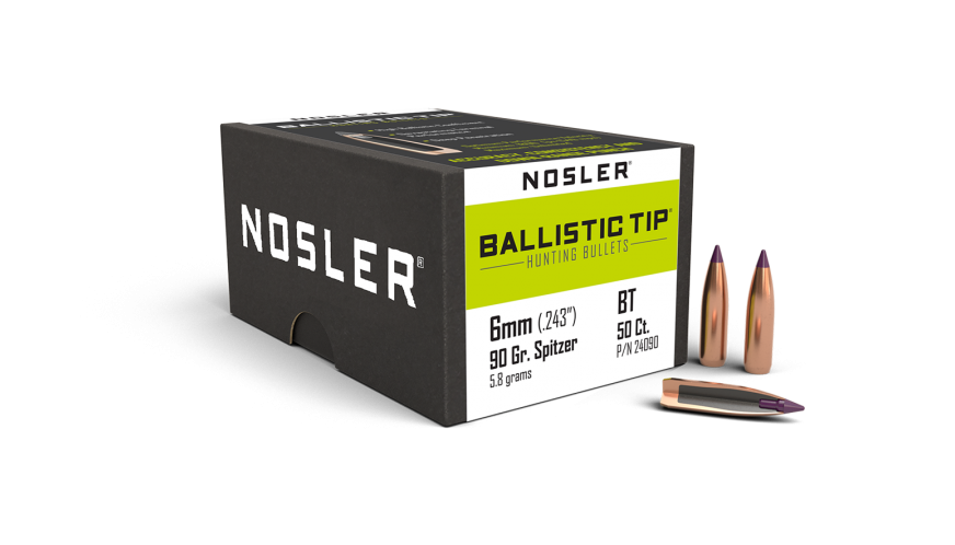 Nosler .243 Diameter 90 Grain Polymer Tip Ballistic Tip 50 Count Bullets