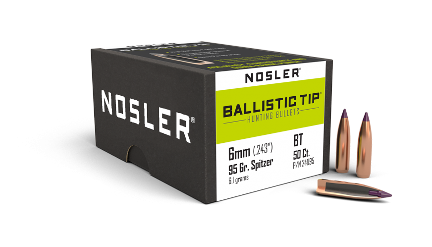 Nosler .243 Diameter 95 Grain Polymer Tip Ballistic Tip 50 Count Bullets
