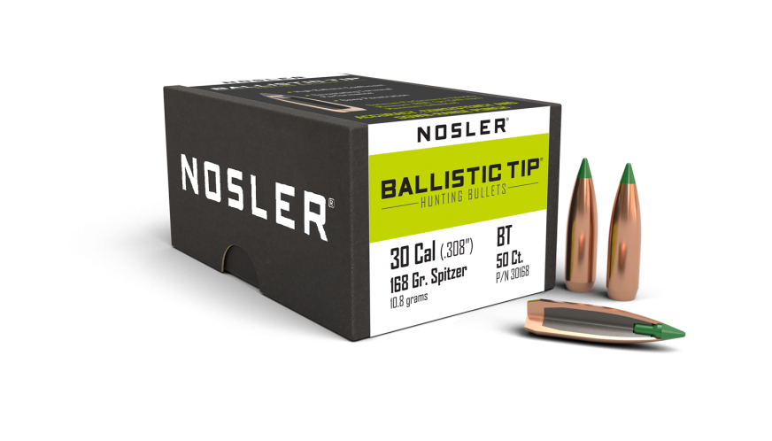 Nosler .308 Diameter 168 Grain Polymer Tip Ballistic Tip 50 Count Bullets