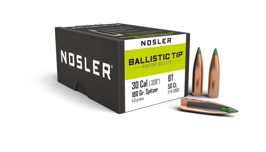 Nosler .308 Diameter 180 Grain Polymer Tip Ballistic Tip 50 Count Bullets