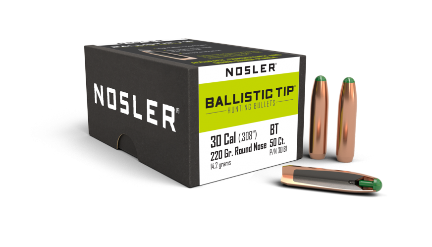 Nosler .308 Diameter 220 Grain Polymer Tip Ballistic Tip 50 Count Bullets