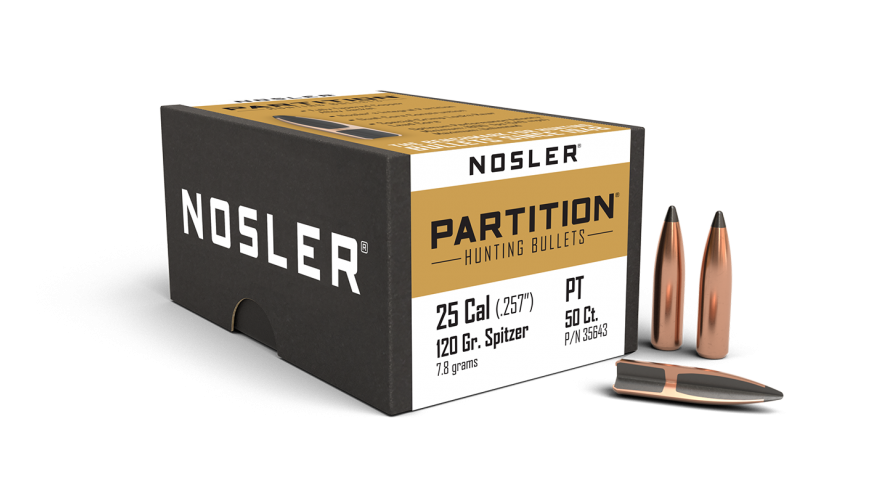 Nosler .257 Diameter 120 Grain Sptizer Partition 50 Count Bullets