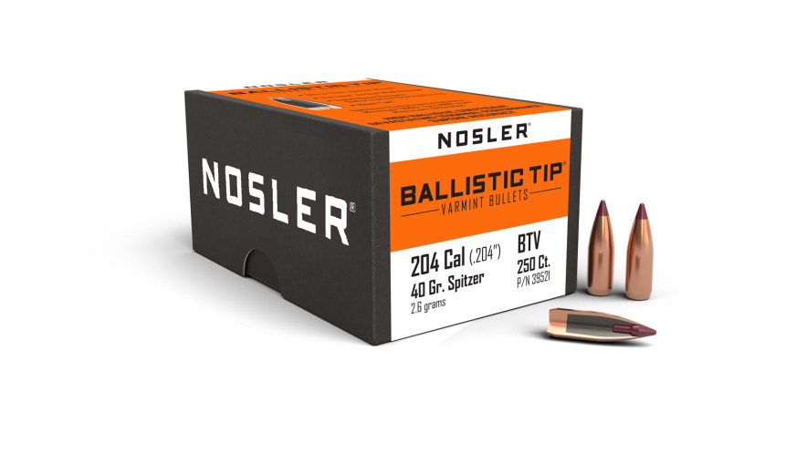 Nosler .204 Diameter 40 Grain Polymer Tip Ballistic Tip 250 Count Bullets