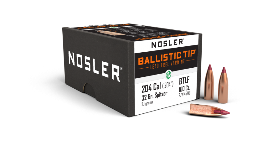 Nosler .204 Diameter 32 Grain Polymer Tip Ballistic Tip 100 Count Bullets