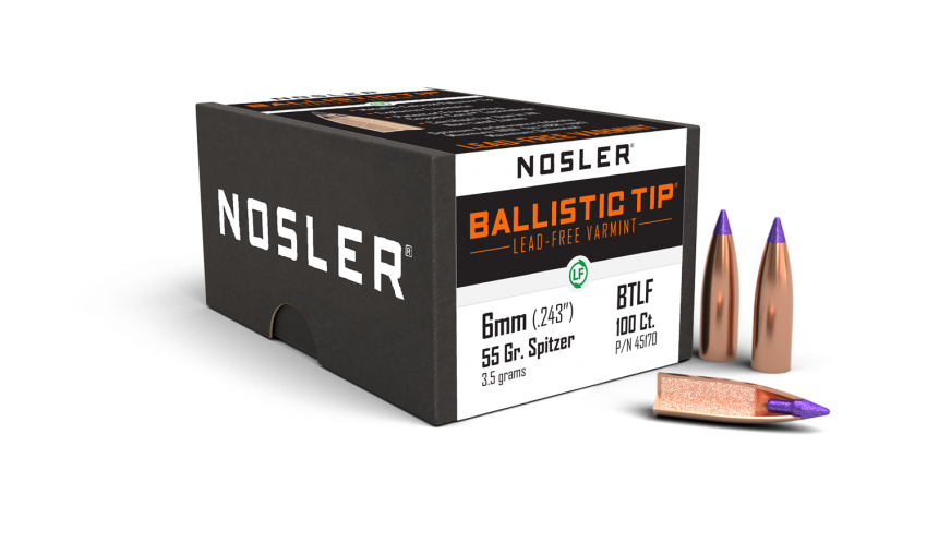 Nosler .243 Diameter 55 Grain Polymer Tip Ballistic Tip 100 Count Bullets