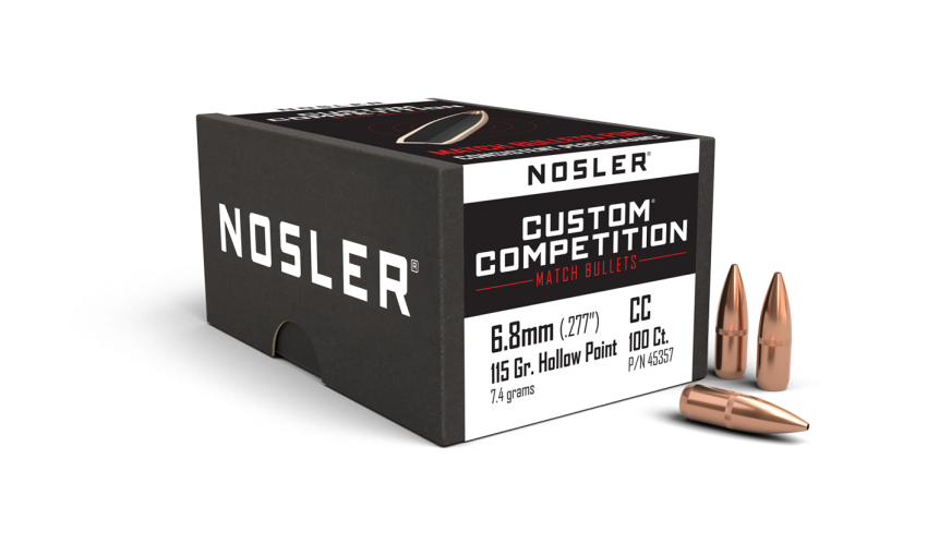 Nosler .277 Diameter 115 Grain Boat Tail Hollow Point Custom Competition Bullets