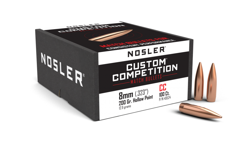 Nosler .323 Diameter 200 Grain Boat Tail Hollow Point Custom Competition Bullets