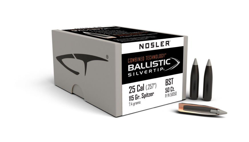 Nosler .257 Diameter 115 Grain Polymer Tip Ballistic Silvertip 50 Count Bullets
