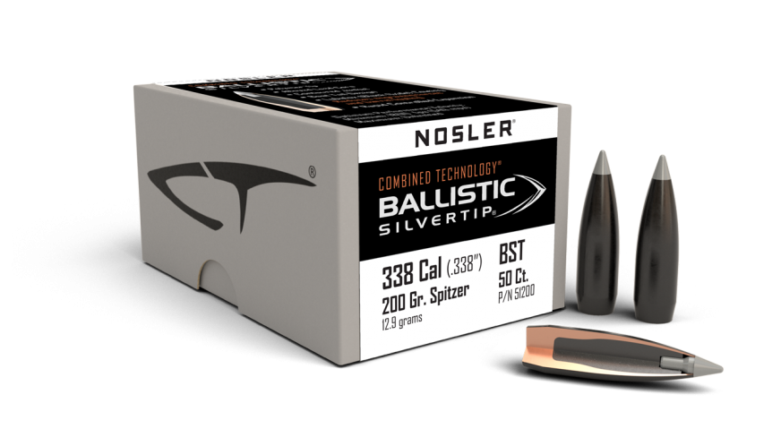 Nosler .338 Diameter 200 Grain Polymer Tip Ballistic Silvertip 50 Count Bullets