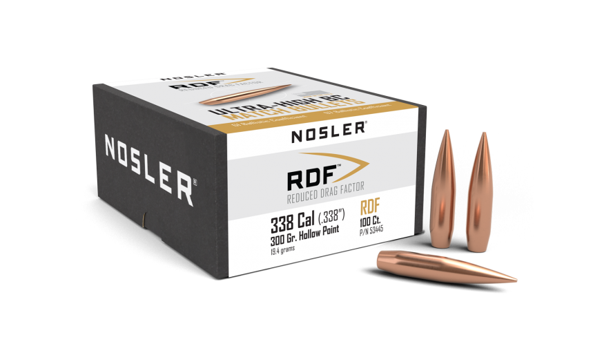 Nosler .338 Diameter 300 Grain Hollow Point Boat Tail RDF 100 Count Bullets