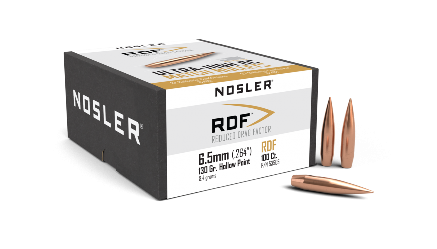 Nosler .264 Diameter 130 Grain Boat Tail Hollow Point RDF Bullets