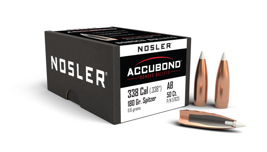Nosler .338 Diameter 180 Grain Polymer Tip AccuBond 50 Count Bullets