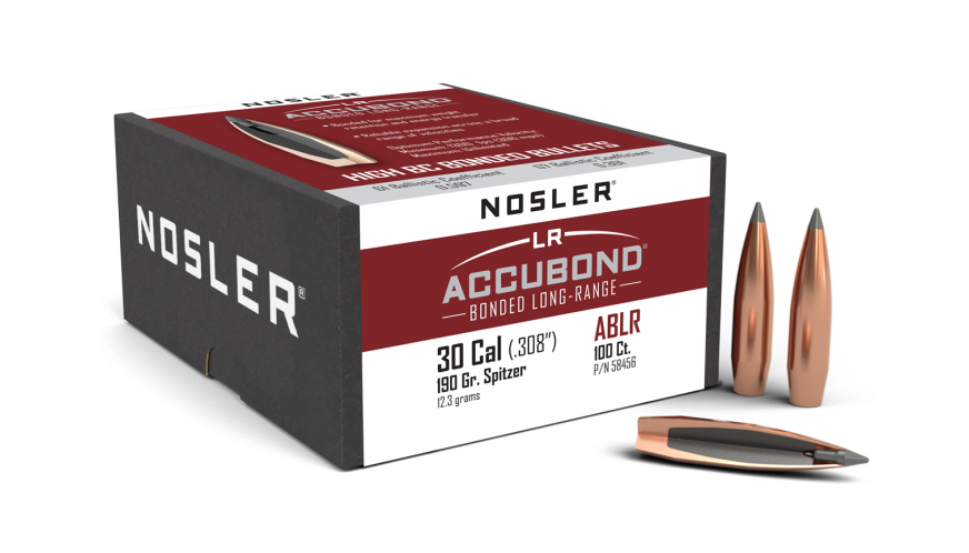 Nosler .308 Diameter 190 Grain Polymer Tip AccuBond Long Range 100 Count Bullets