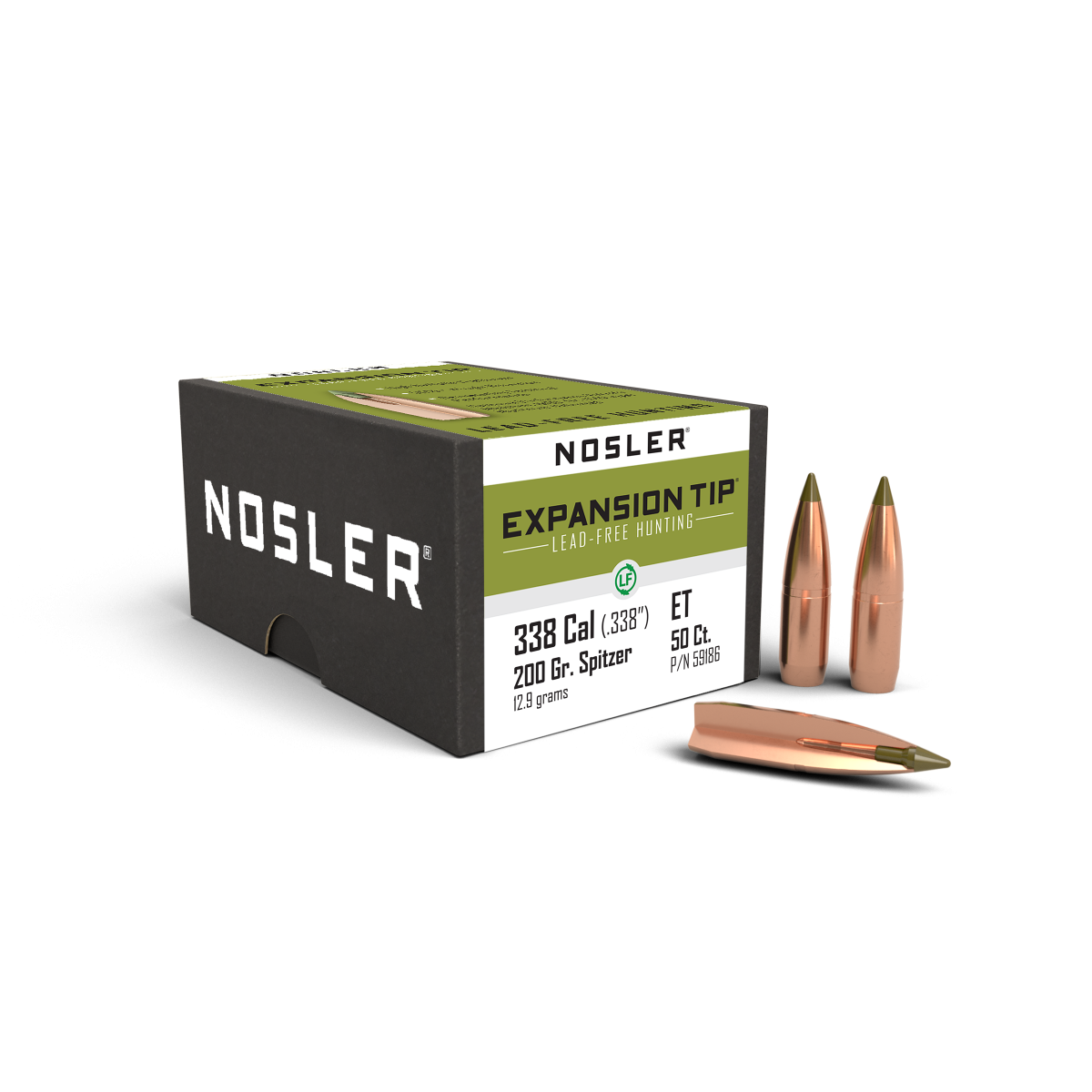 Nosler .338 Diameter 200 Grain Polymer Tip E-Tip 50 Count Bullets