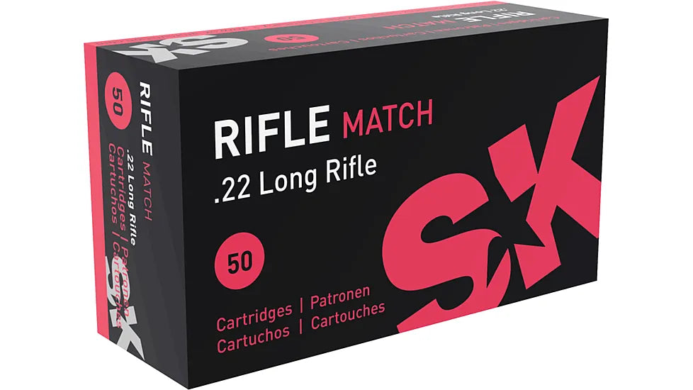 SK Ammunition 22 Long Rifle 40 Grain Solid Round Nose Rifle Match 50 Count