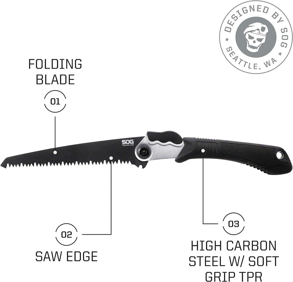 SOG Folding Camp Saw 8.25" Blade Black 17.25" Overall Length