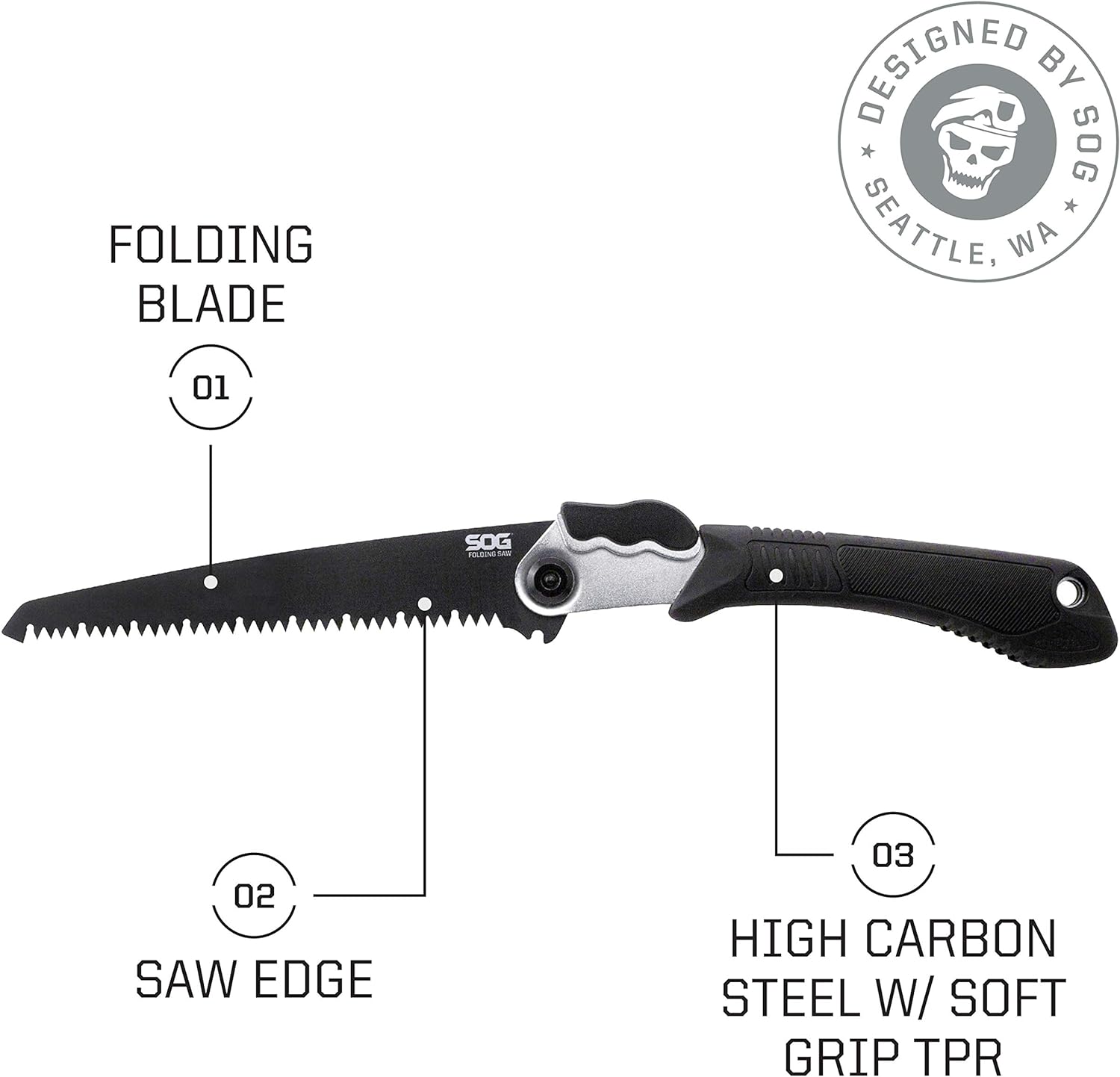 SOG Folding Camp Saw 8.25" Blade Black 17.25" Overall Length