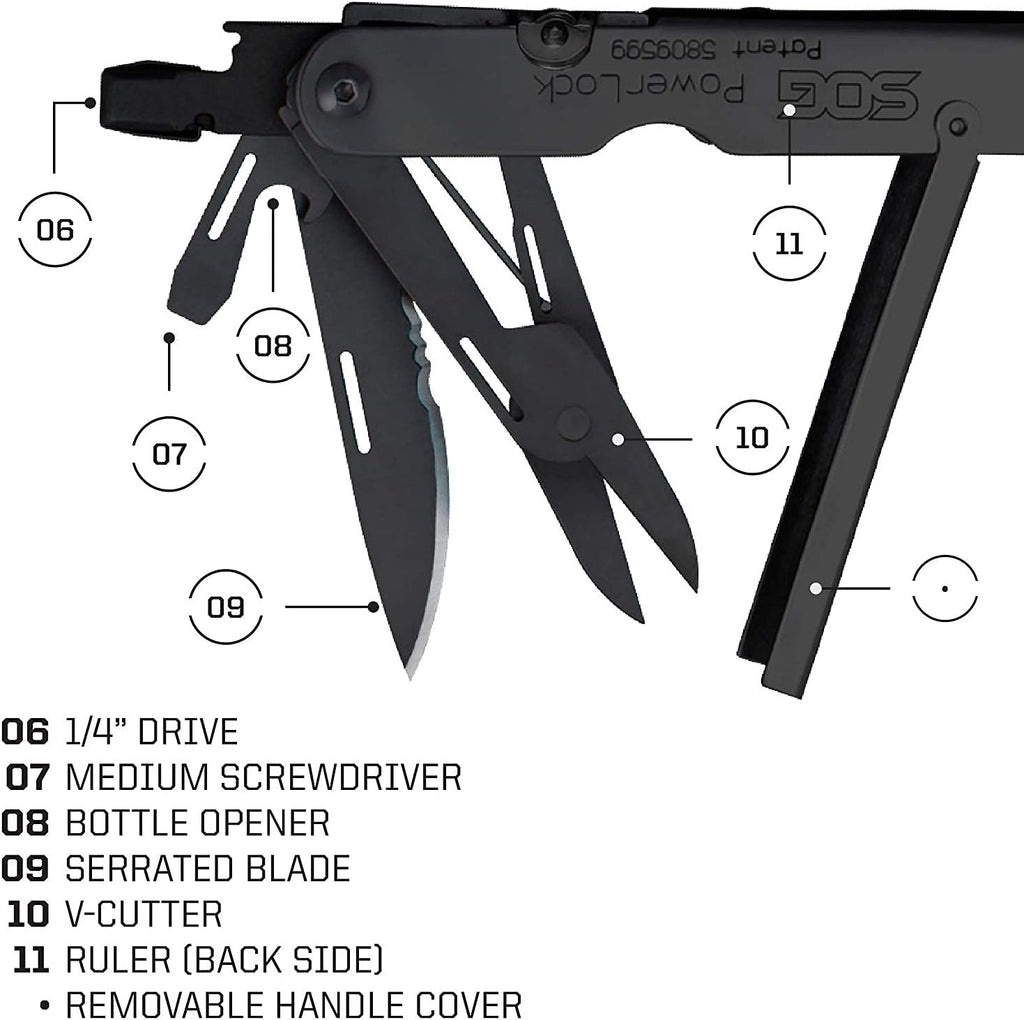 SOG PowerLock EOD Multi-Tool 420 Stainless Steel 420 Stainless Steel Black