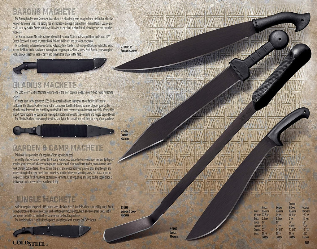 Cold Steel Gladius Machete 18" Spear Point Plain Edge