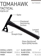 SOG FastHawk Tactical Tomahawk 420HC Stainless Blade Reinforced Fiberglass Handle Black