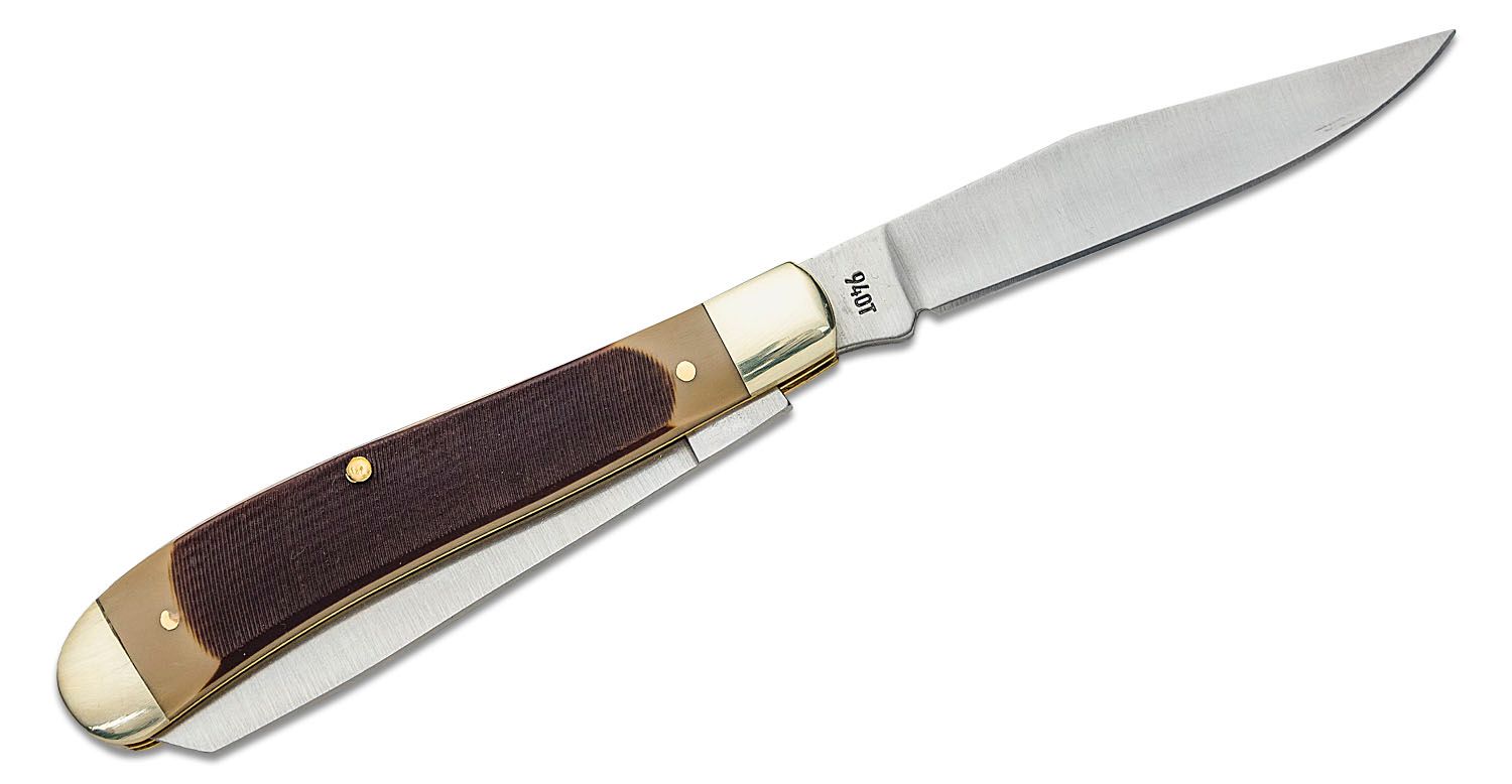 Old Timer Gunstock Trapper 2 Blade Folding Knife 3" Clip, Spey Point
